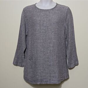 FLAX Linen Tunic Jeanne Englehart Woven Waffleknit Neutral Lagenlook Earthtones